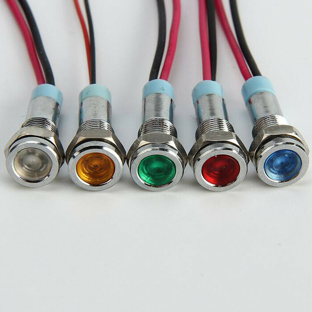 Metal 6mm 3V LED Dash Panel Indicator Signal Light Lamps For Car Boat Marine -