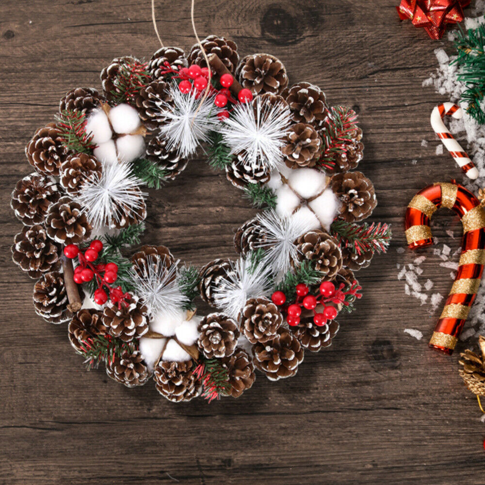 Christmas Wreath Pine Cone Hanging Ornament Garland Xmas Wreath Party Decor