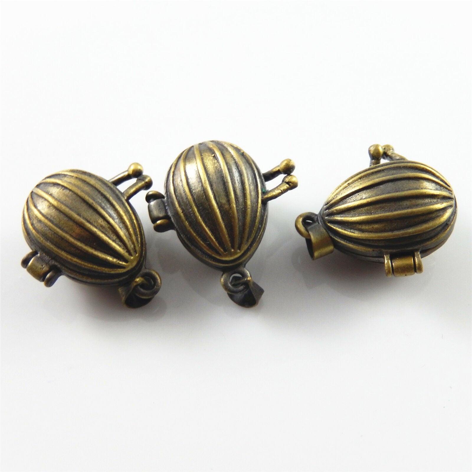 3-pack Antiqued Bronze Alloy Hot Air Balloon Pendant Locket Openable 19x13x13mm