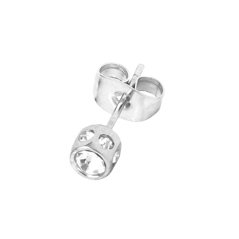 New Mens Earring Ear Stud Stainless Steel Diamante