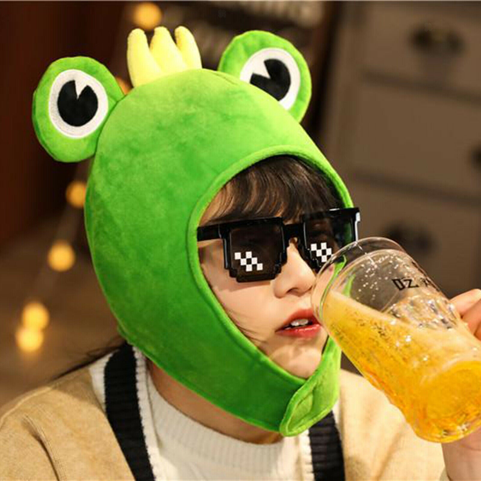 Plush Frog Bunny Hat Costume   Women Party Headwear Decor Winter Warm