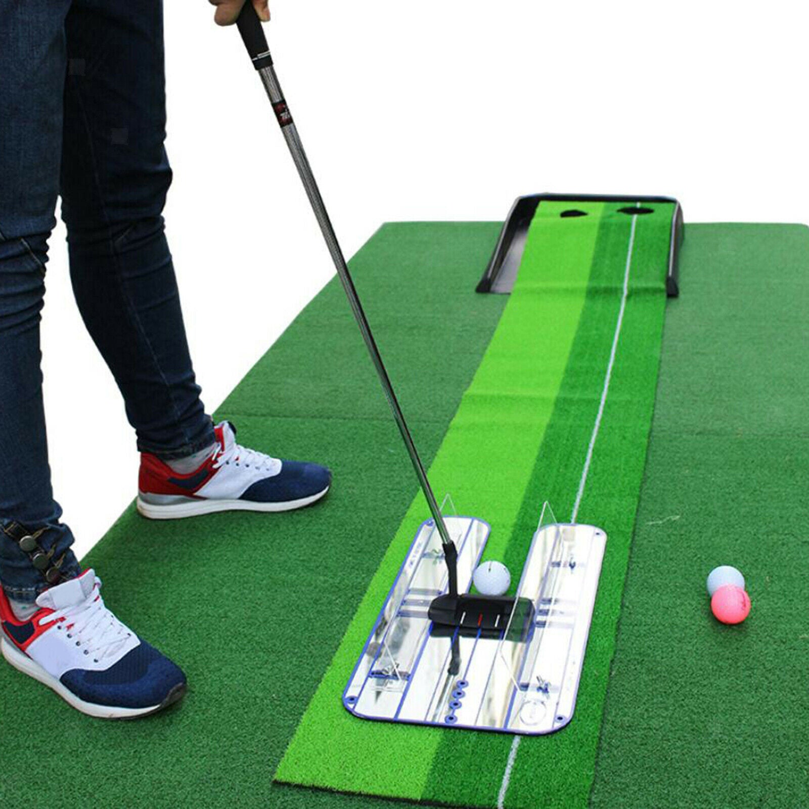 Putting Mirror Portable Golf Training Aid Putter Swing Line Trainer Eye