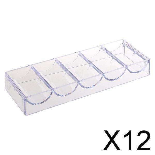 12X Poker Chip Tray Storage Case Container Stackable Professional Casino Accs