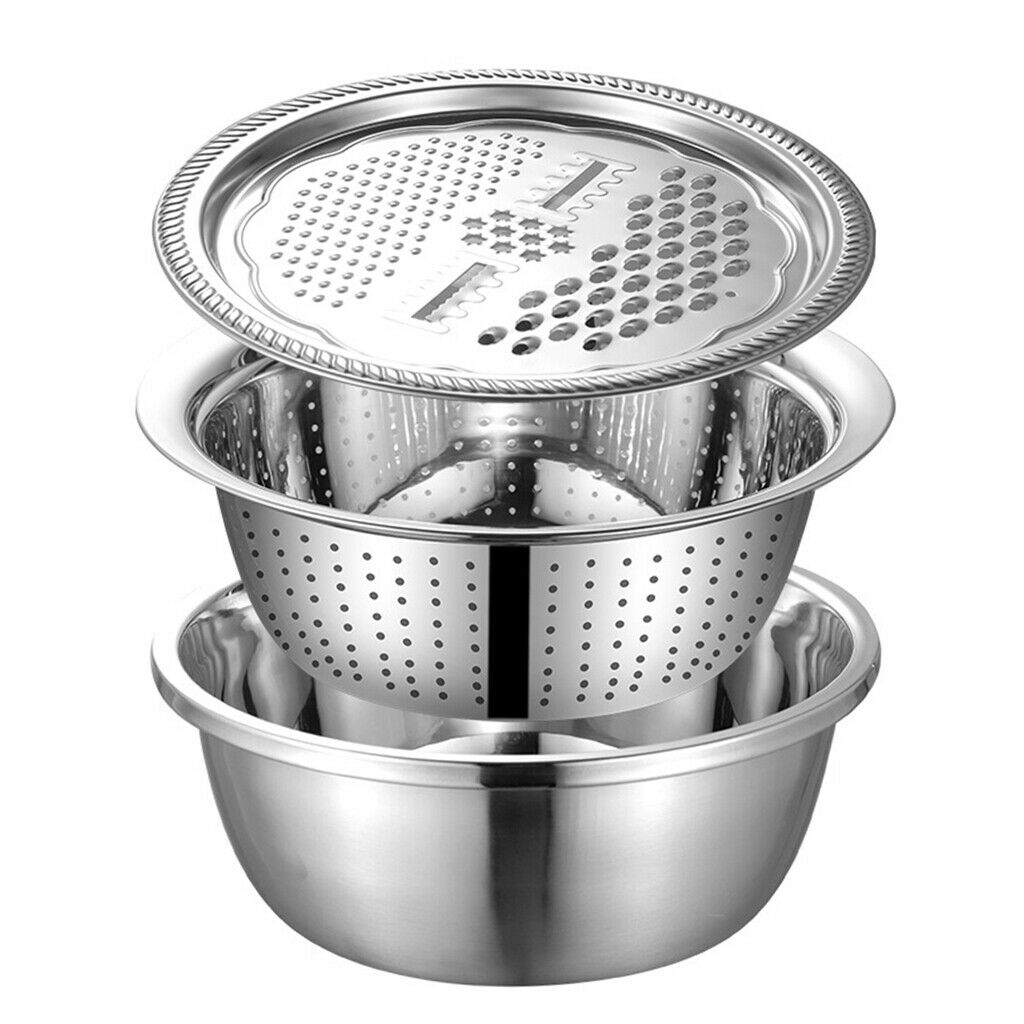 Micro-Perforated Colander Basket with Grater and Water Retaining Bowl