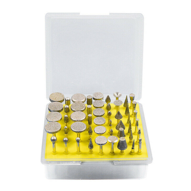 50pcs Polish Coated Grinding Head Rotary Tool Glass Diamond Burr Carving Stone