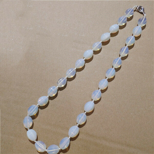 1 Strand 14x10mm White Opal Faceted Lantern Beads Handmade Necklace 42cm HH9213