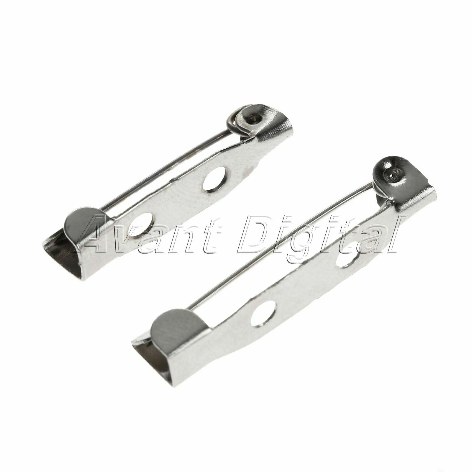 50pcs White K Tone Iron Metal Brooch Back Bar Safety Pins Badge Fasteners 20mm