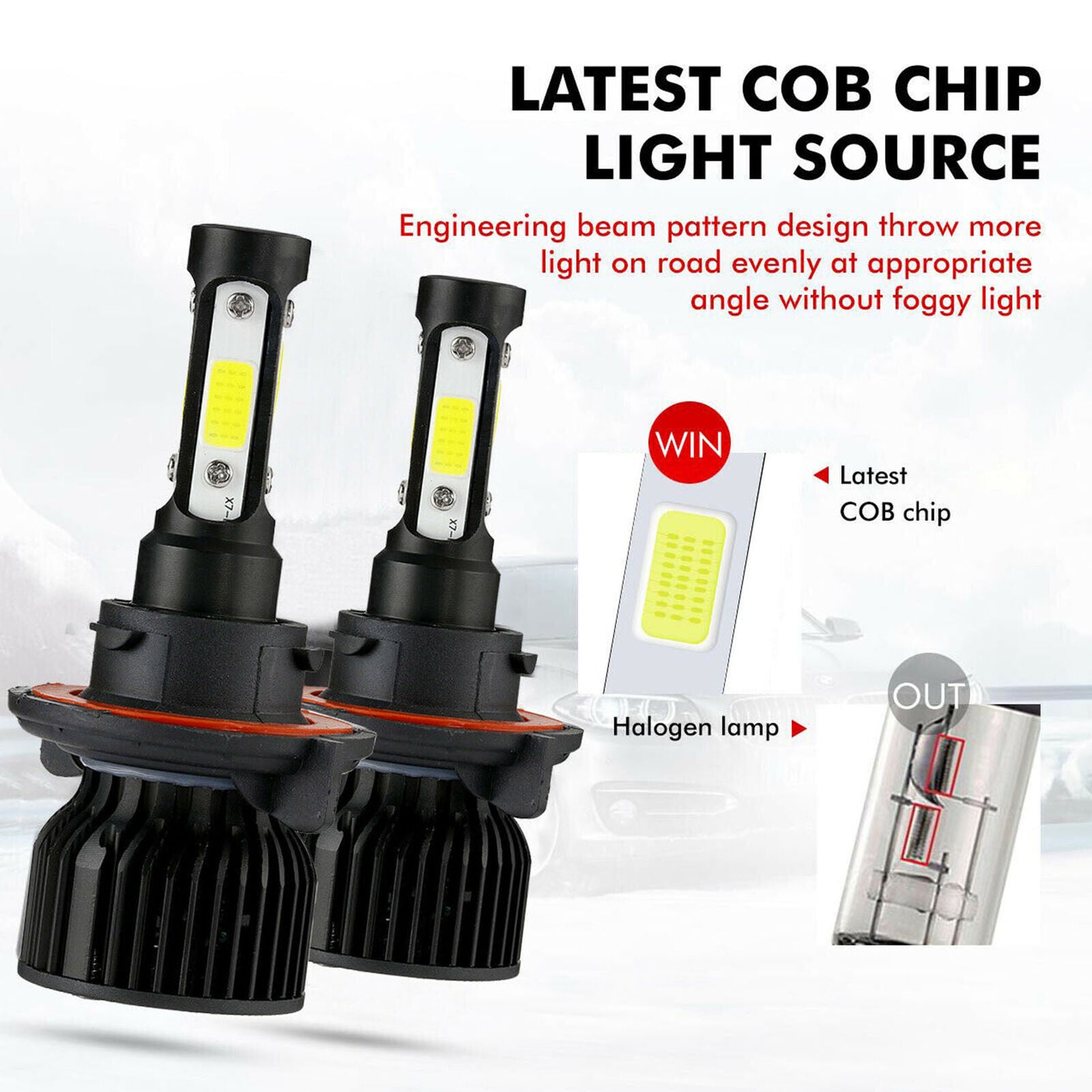 H13 LED Headlight Bulbs for Dodge Ram 1500 2500 3500 2006-2012 High Low Beam Kit