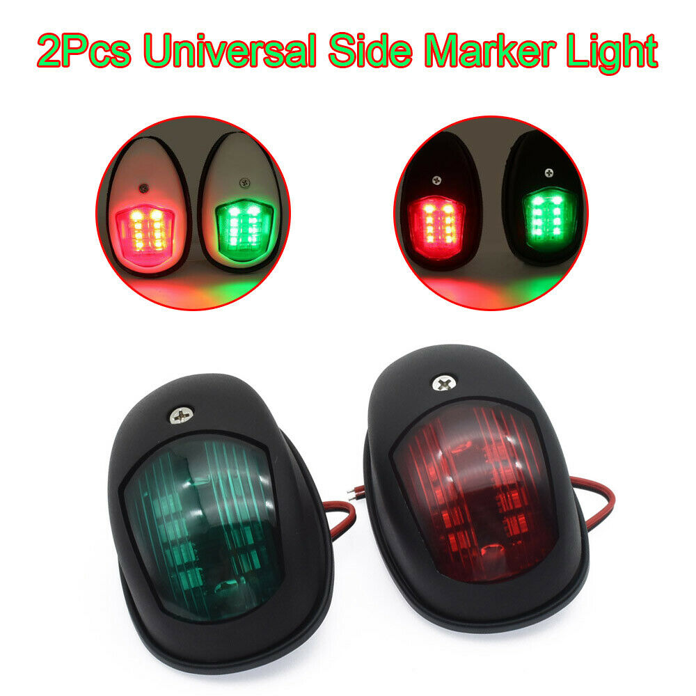 2Pcs 10V-30V Universal ABS LED Navigation Light Lamp For Truck Trail Van Black