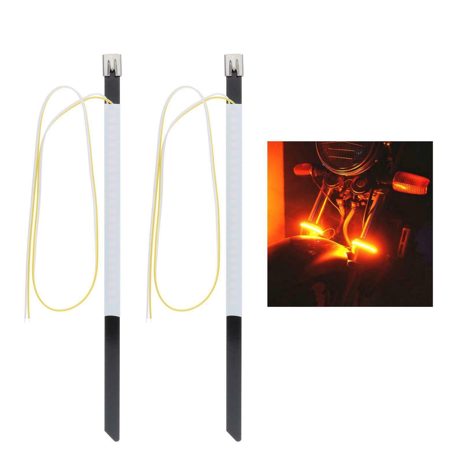2x LED Motorbike Flexible Turn Signal Amber Brake Tail Light for Kawasaki
