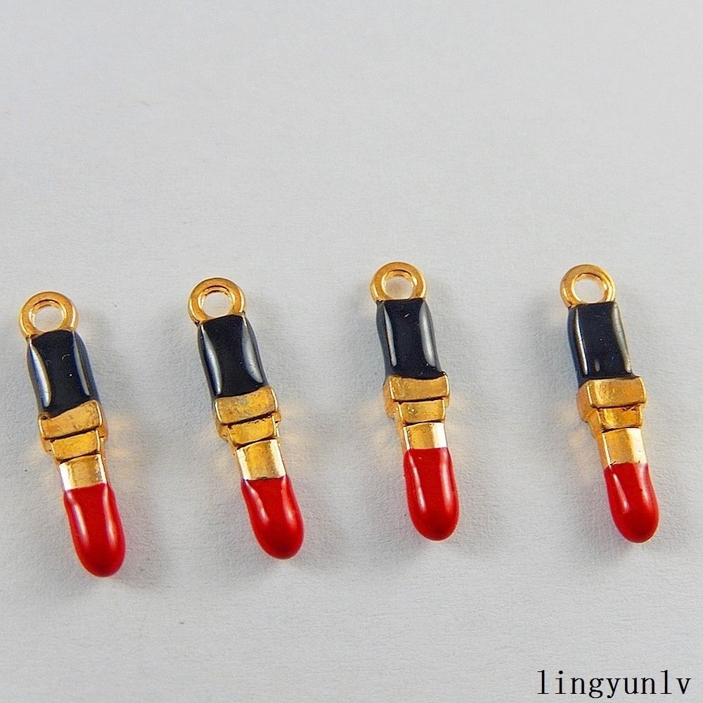 10 pcs Alloy Enamel Lipstick Charm Bracelet Earring Pendant Drop Dangle 19*4*3mm