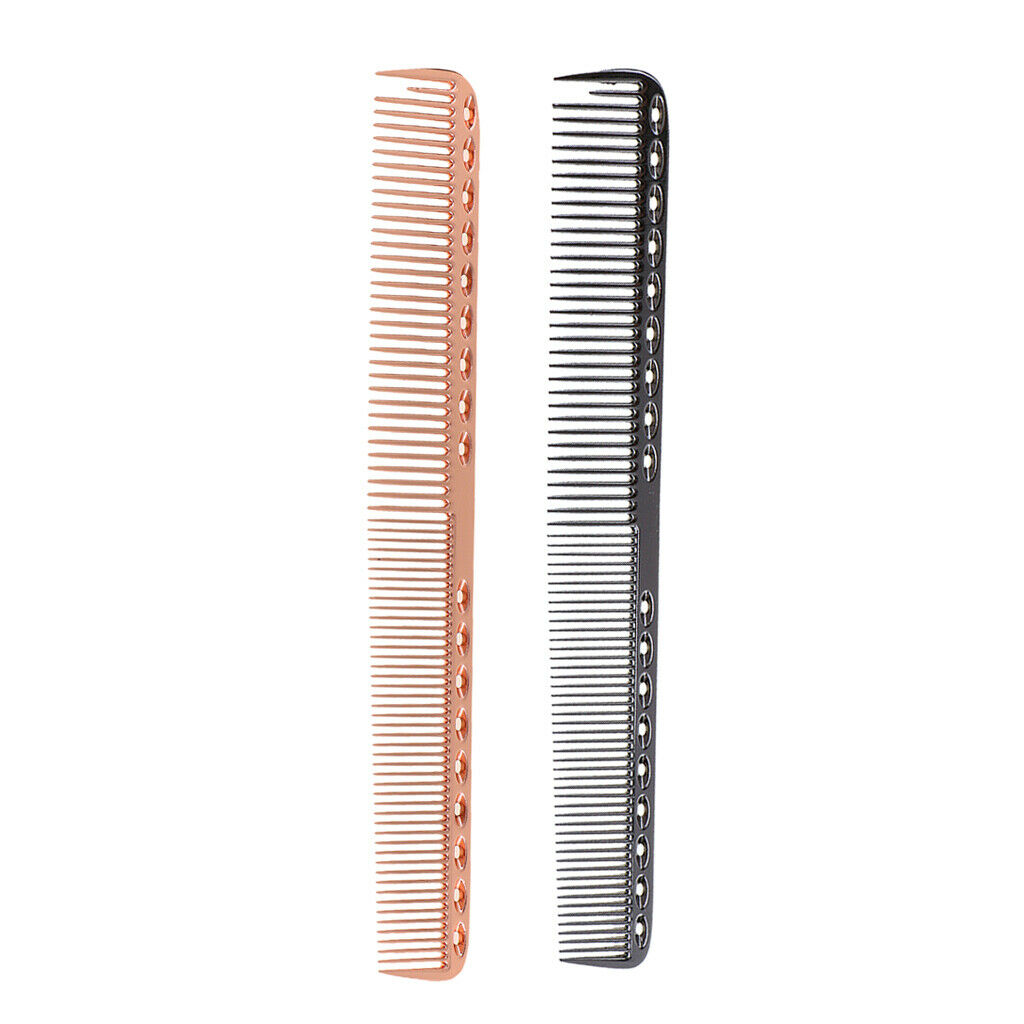 2 Pieces Professional Aluminum Barber Hairdressing Hair Cutting Comb Kit Set