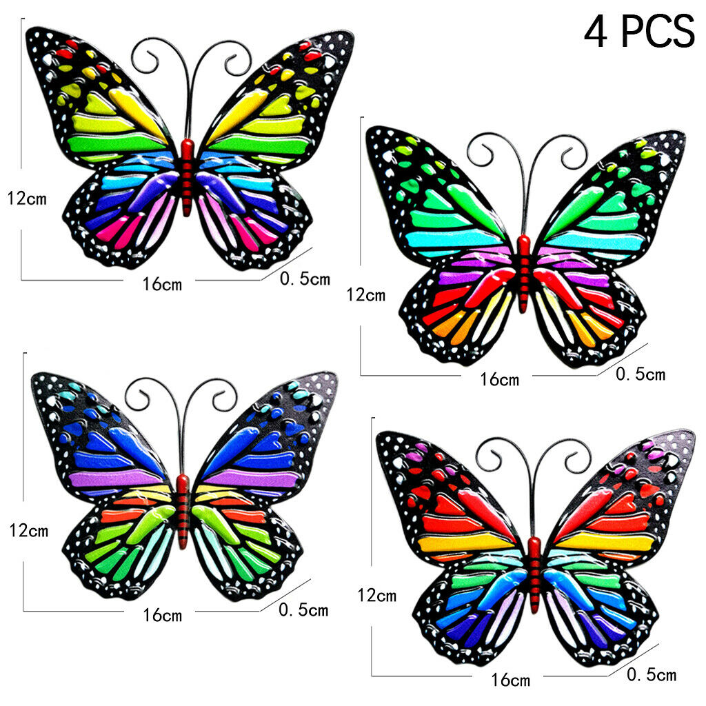 4x Butterfly Garden Wall Decor Yard Patio Fence Sculpture Hanging Decoration
