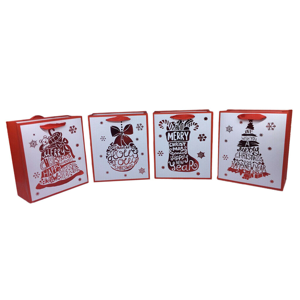 12pcs Paper Gift Bags Gift Present Packaging For Christmas Red New
