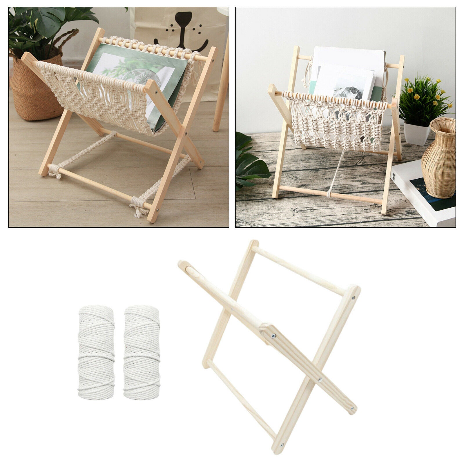 Macrame Magazine Rack Handmade Display DIY Assemble Holder