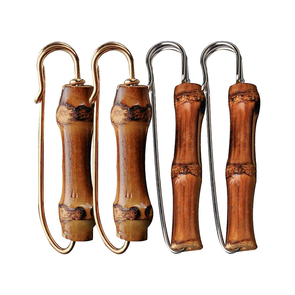 4x Retro Wooden Safety Pins for Scarf Ornaments Suit Brooch for Women Men