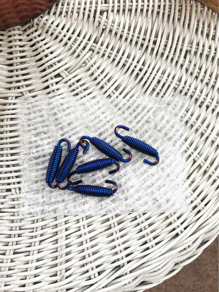 6 Pcs Blue Stainless Steel Scooter Motorcycle Exhaust Pipe Muffler Springs Hooks