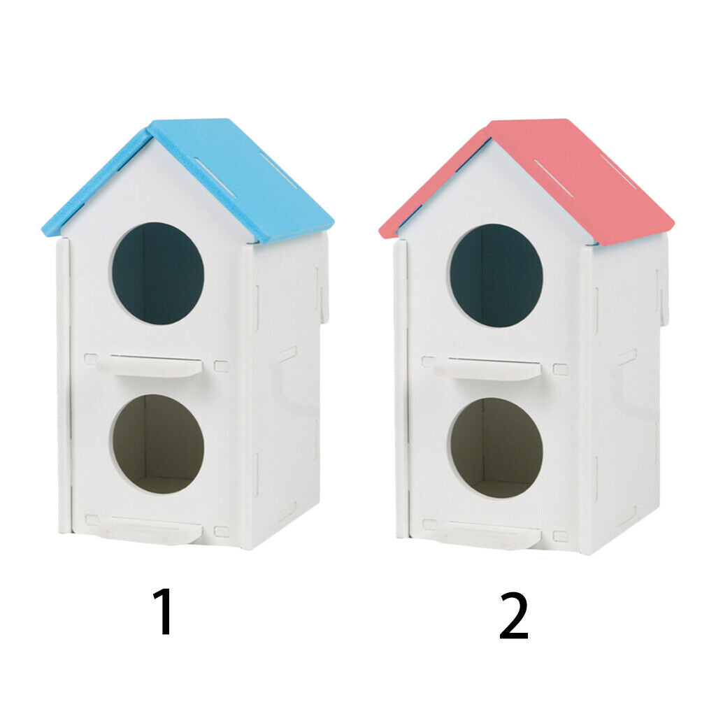 2pcs Bird Nest House Wooden 2-layer Hatching Box DIY Assembly Breeding Box