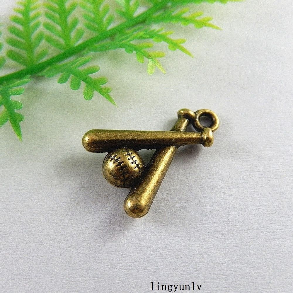 40pcs Antiqued Bronze Alloy Baseball Game Charms Pendant Jewelry Crafts 51229