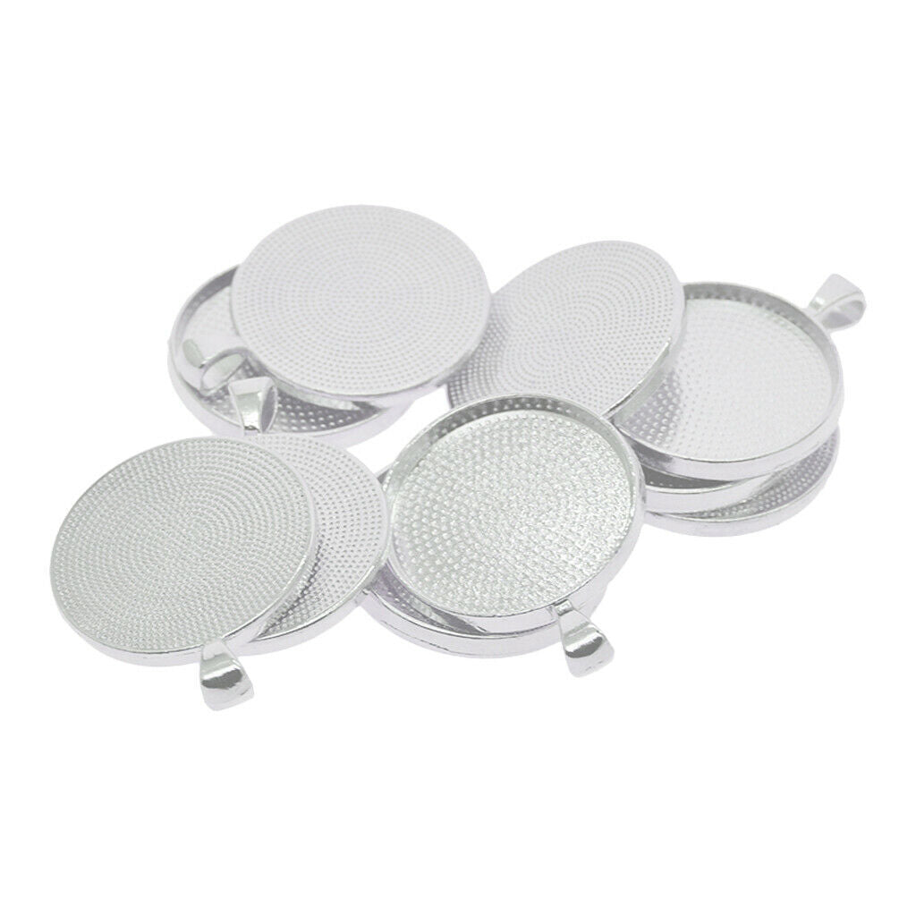 10Pcs 1.2'' Metal Round Blank Bezel Tray Glass Pendant Cabochon Trays Pendant