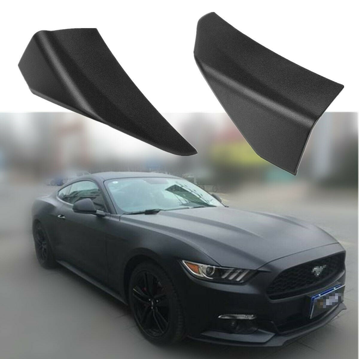 For 2015-2017 Ford MUSTANG 1 Pair Matte Black Front Chin Bumper Spoiler Winglets