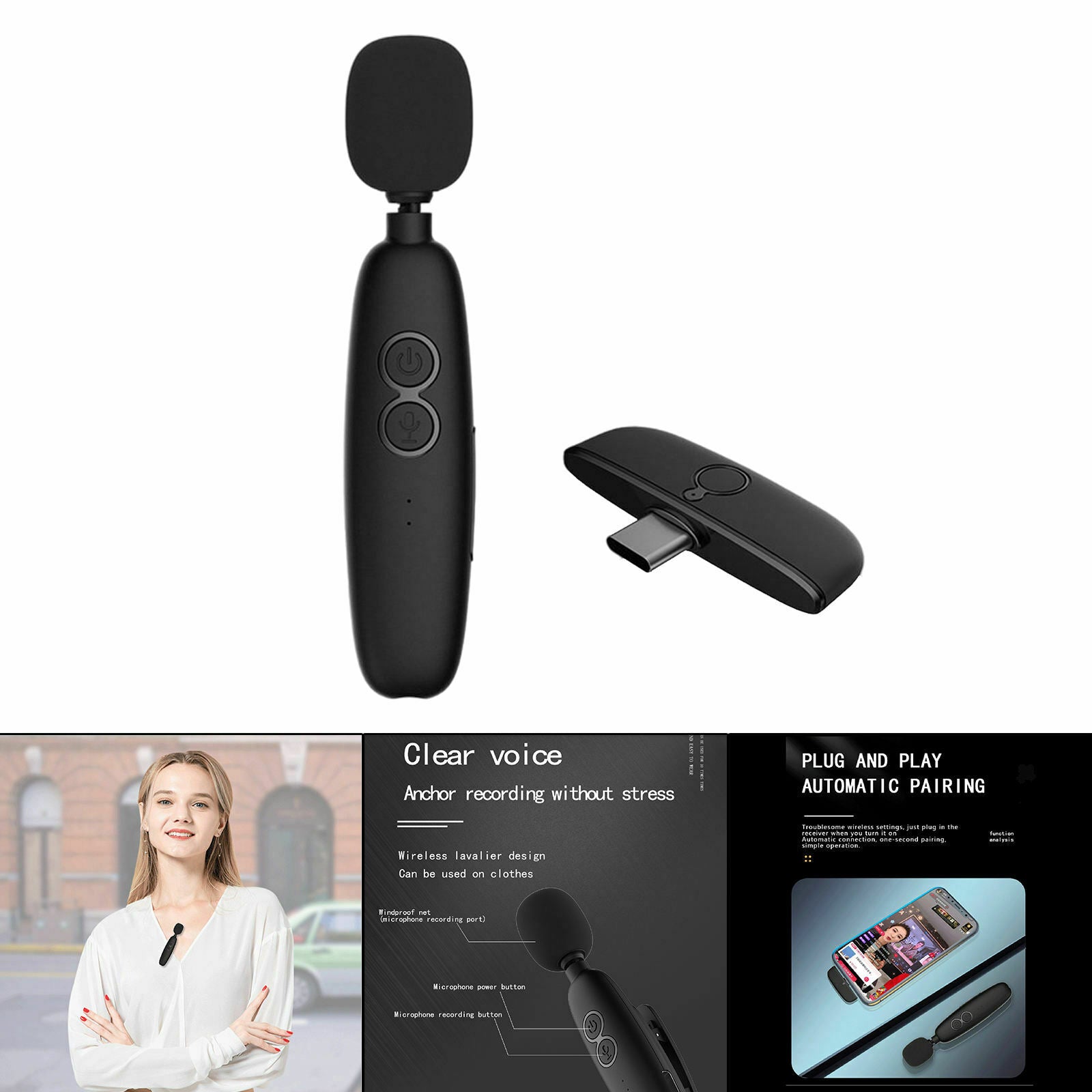 Cordless Lavalier Microphone Mini Mic 3.5mm Receiver Live Performance Gadget