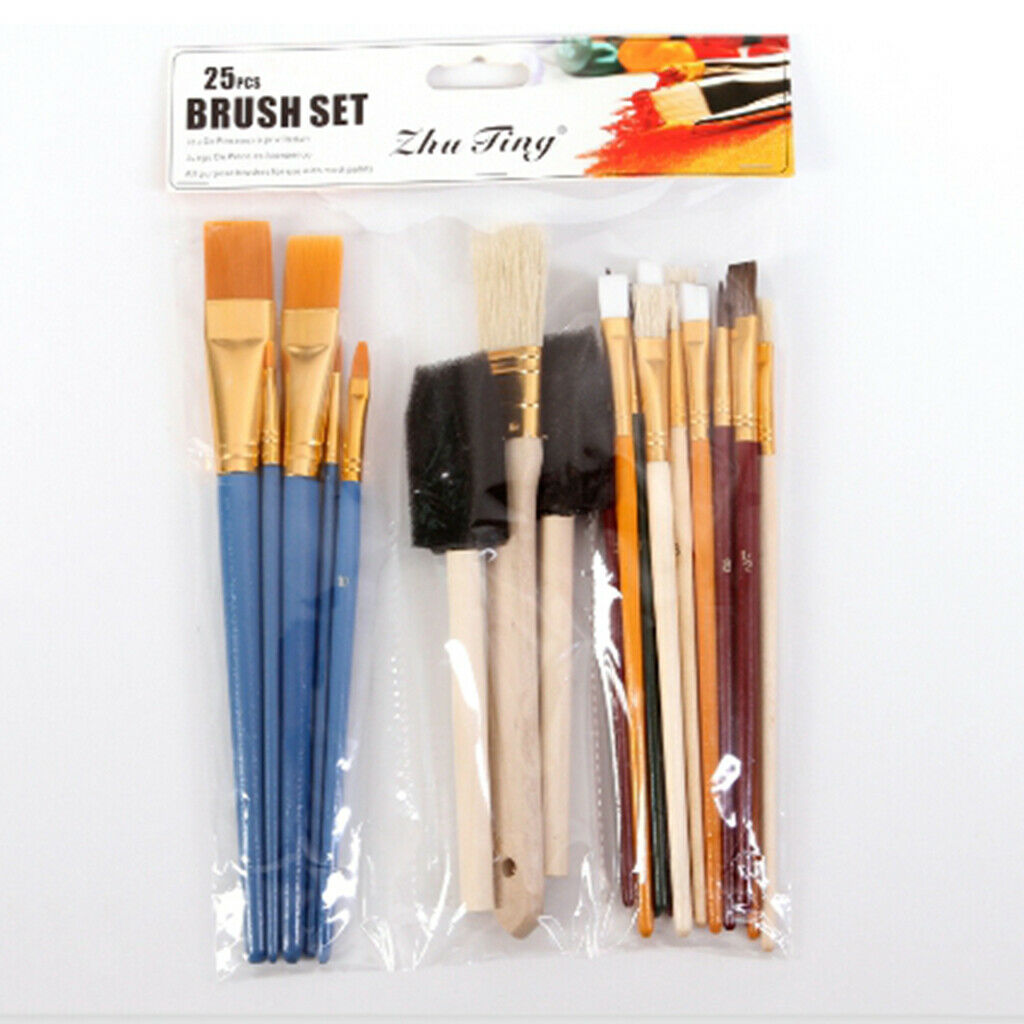 25pcs Art Painting Brushes Set Acrylic Oil Watercolor Artist Brushes