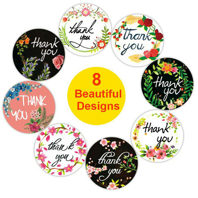 500Pcs / Roll Flowers Thank You Stickers For Seal Labels Gift Packaging S.l8