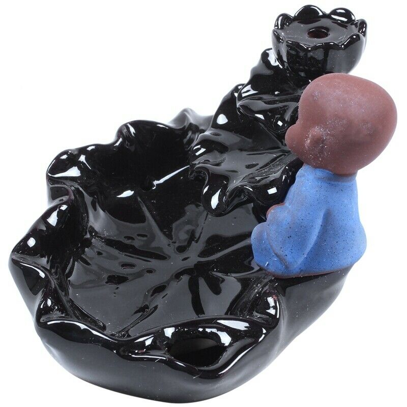 Little Monk Backflow Incense Burner Home Decoration Creative Ceramic Cone WateX6