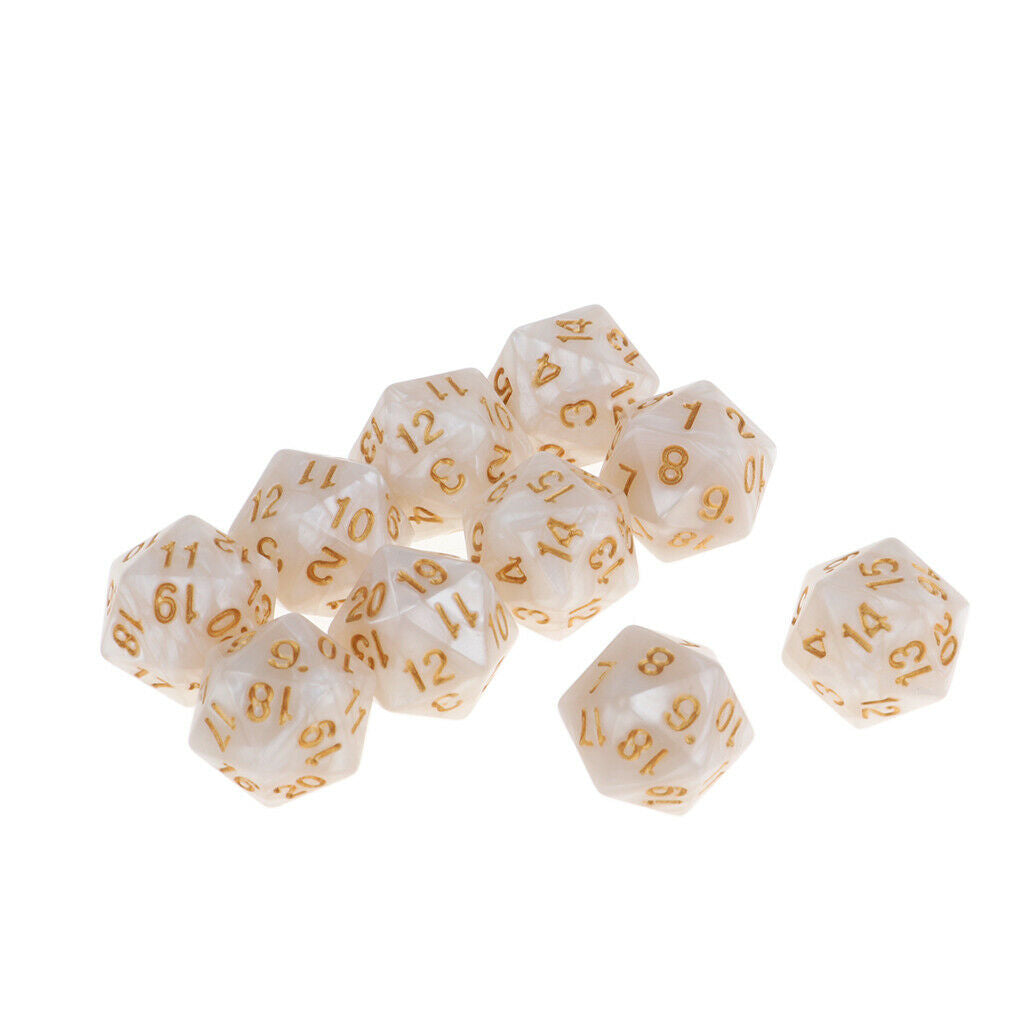 10 Pack of Twenty Sided Dice D20 Playing D&D RPG Party Games Dices White