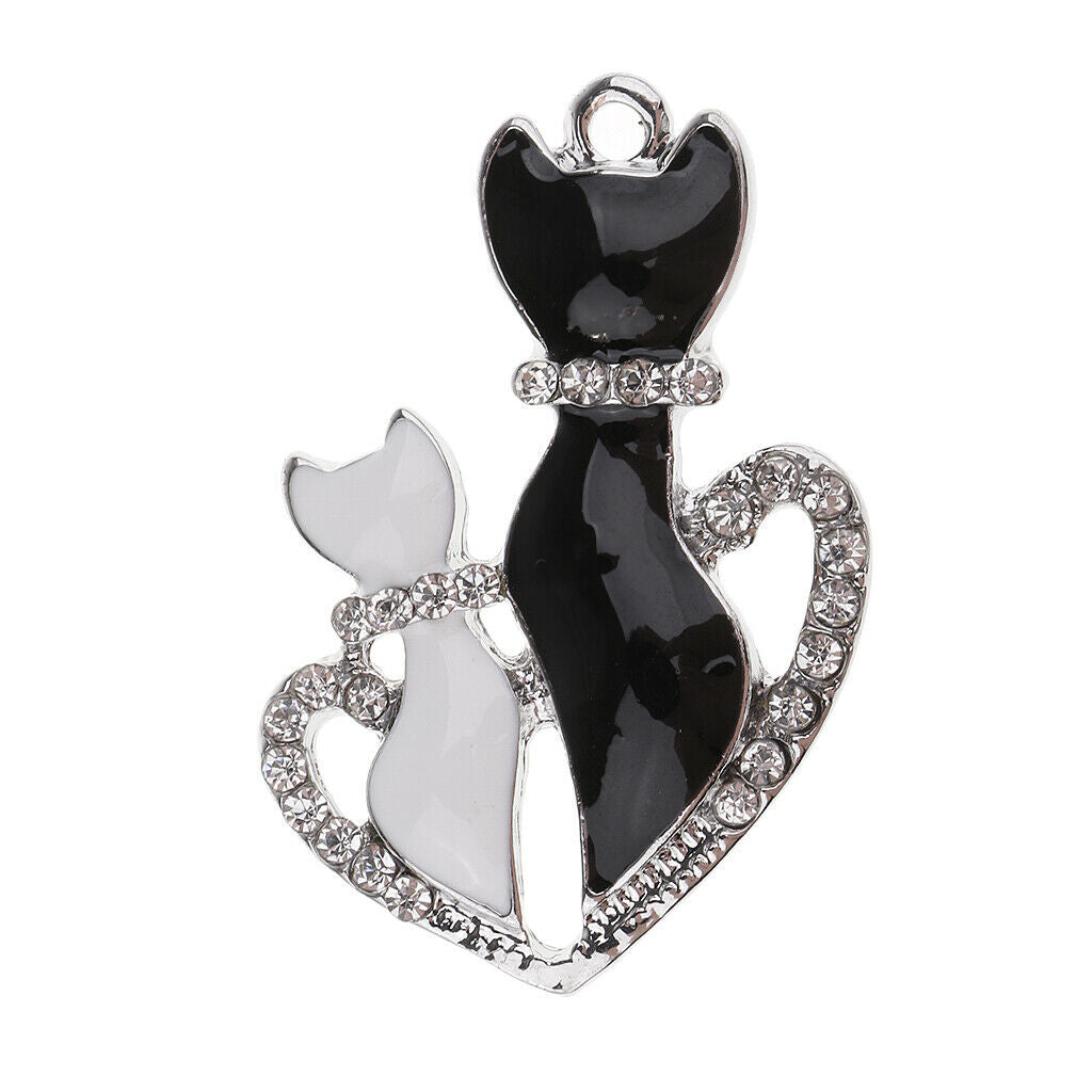 3x Shiny Rhinestone Love Cat Charms Pendant for Crafting Gift Jewelry Making