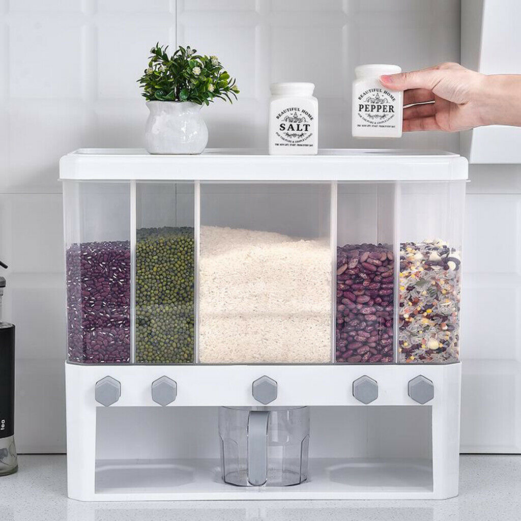 5 in1 Countertop Rice Bucket Grain Dispenser Dry Food