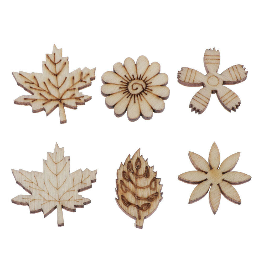 100 Pieces White Wood Floral Ornaments - Wood Shavings for