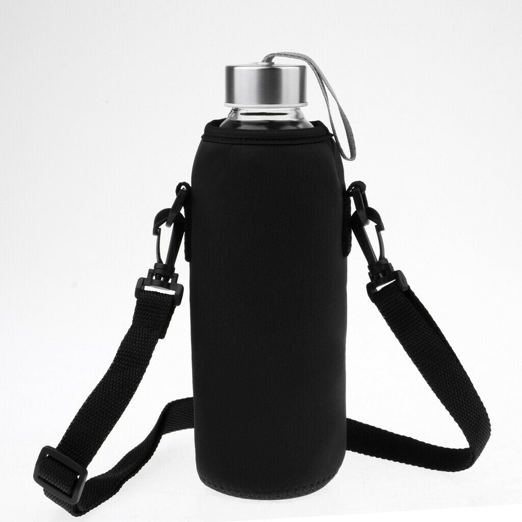 2X 1000ml Sports Water Bottle Holder Sleeve Bag Neoprene Carry Pouch Case Black