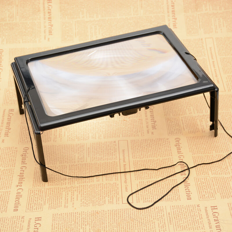Magnifier 3X LED Lighted Table Magnifying Glass Lamp A4 Reading Aid Loupe