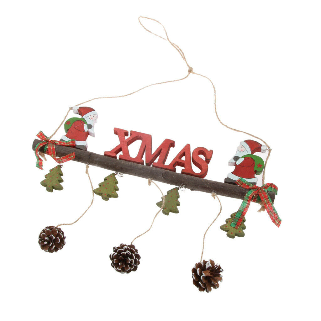 Merry Christmas Tree Hanging Ornaments Xmas Wood Door Hanging Decoration