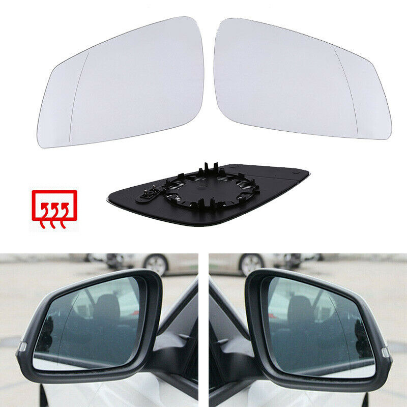 Pair Rear View Mirror Glass Heated White For BMW F10 E60 E61 LCL 528i 550i 520i