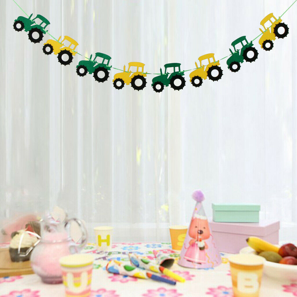 Tractor Garland Banner for Tractor/Farm Kids Birthday Party Supplies Decorations