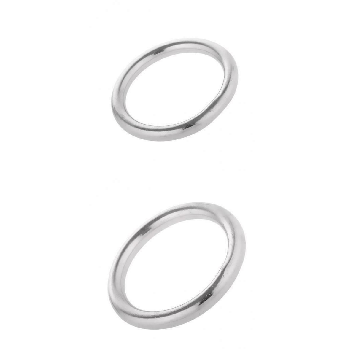 2pcs Boat Marine Stainless Steel Welded Polished O Rings 40mm & 30mm Diameter