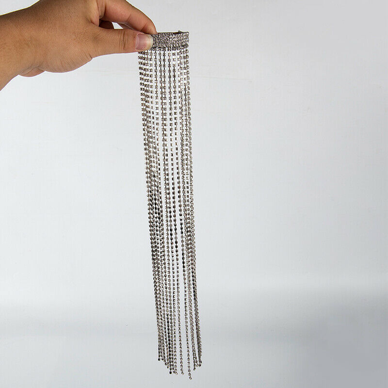 Shine Full Rhinestone Hairpins for Women Long Tassel Crystal Hair AccessorieFCA