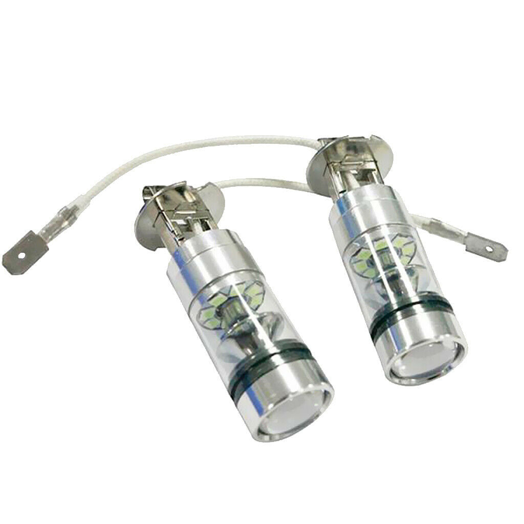 2 Pcs H3 LED DRL Flasher Bulb 100W 8000k 2323 Auto Projector Part