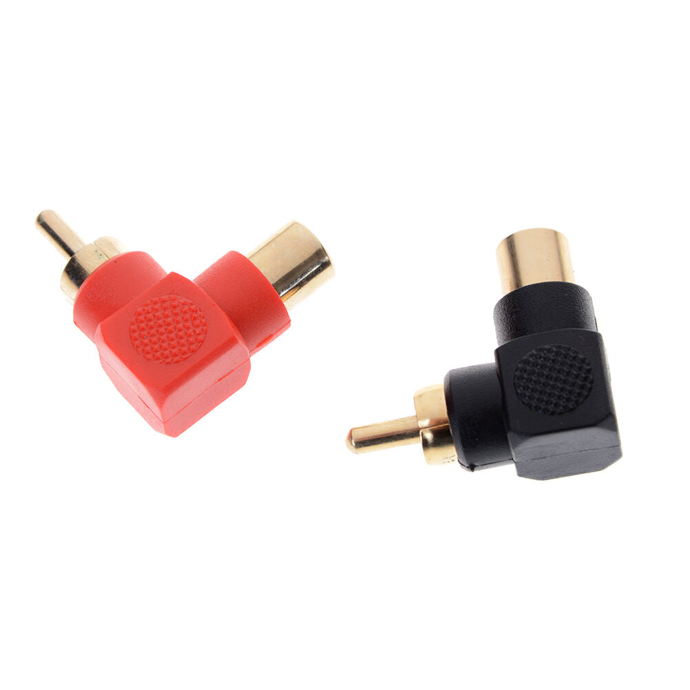2pcs RCA Right Angle Male to Female Phone Adapters AV Plug Connector 90Deg.l8