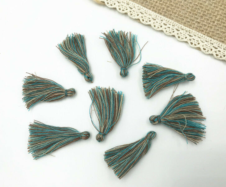 100pcs Blue Muti color Small Cotton Thread Tassel Charm Pendant Tassels 30mm