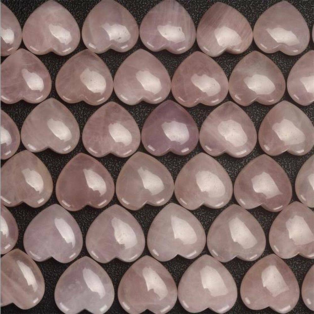 Natural Pink Rose Quartz Crystal Carved Heart Shaped Love Palm Healing Gemstones
