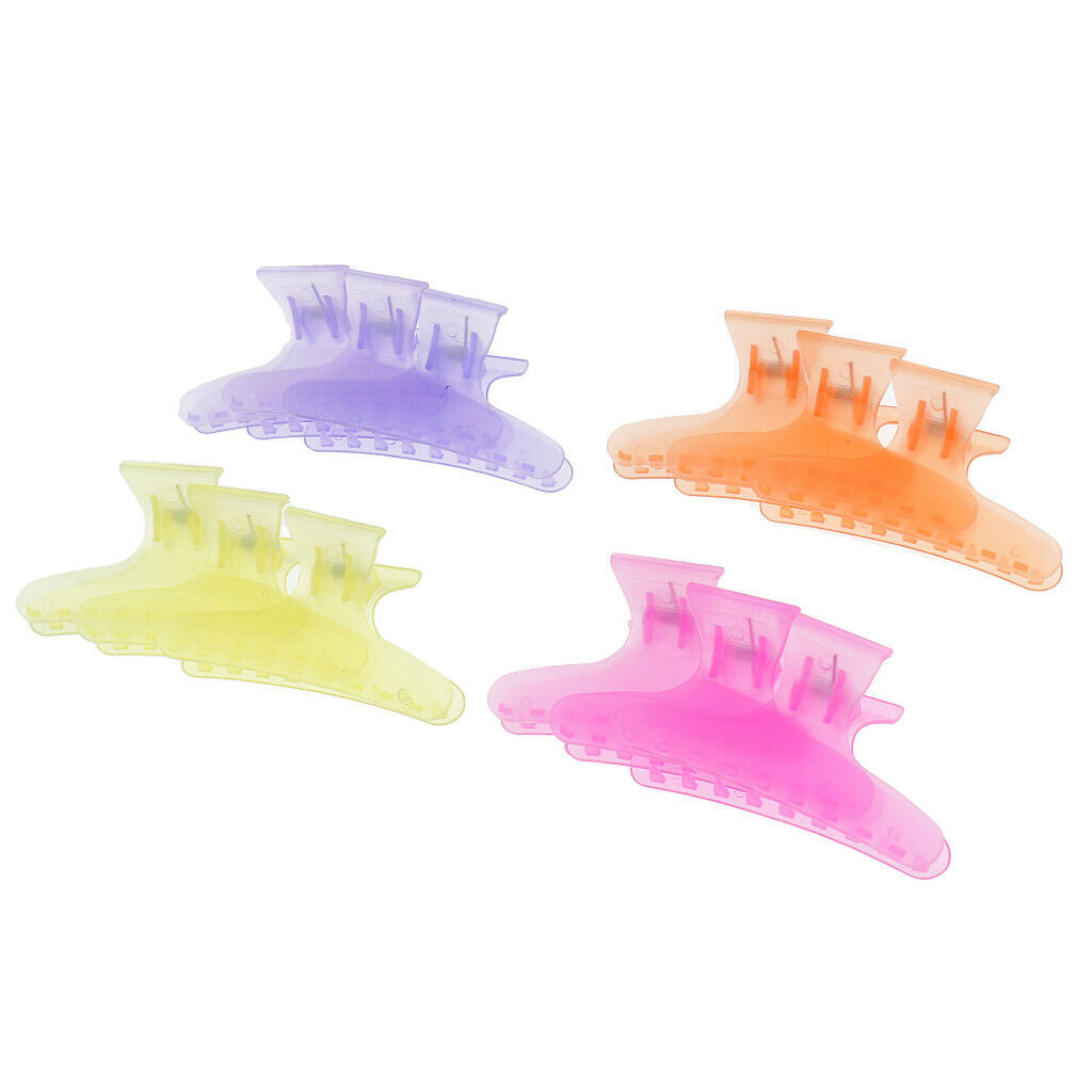 12pc Butterfly Plastic Hair Claw Salon Hairdressing Clip Clamp Grip