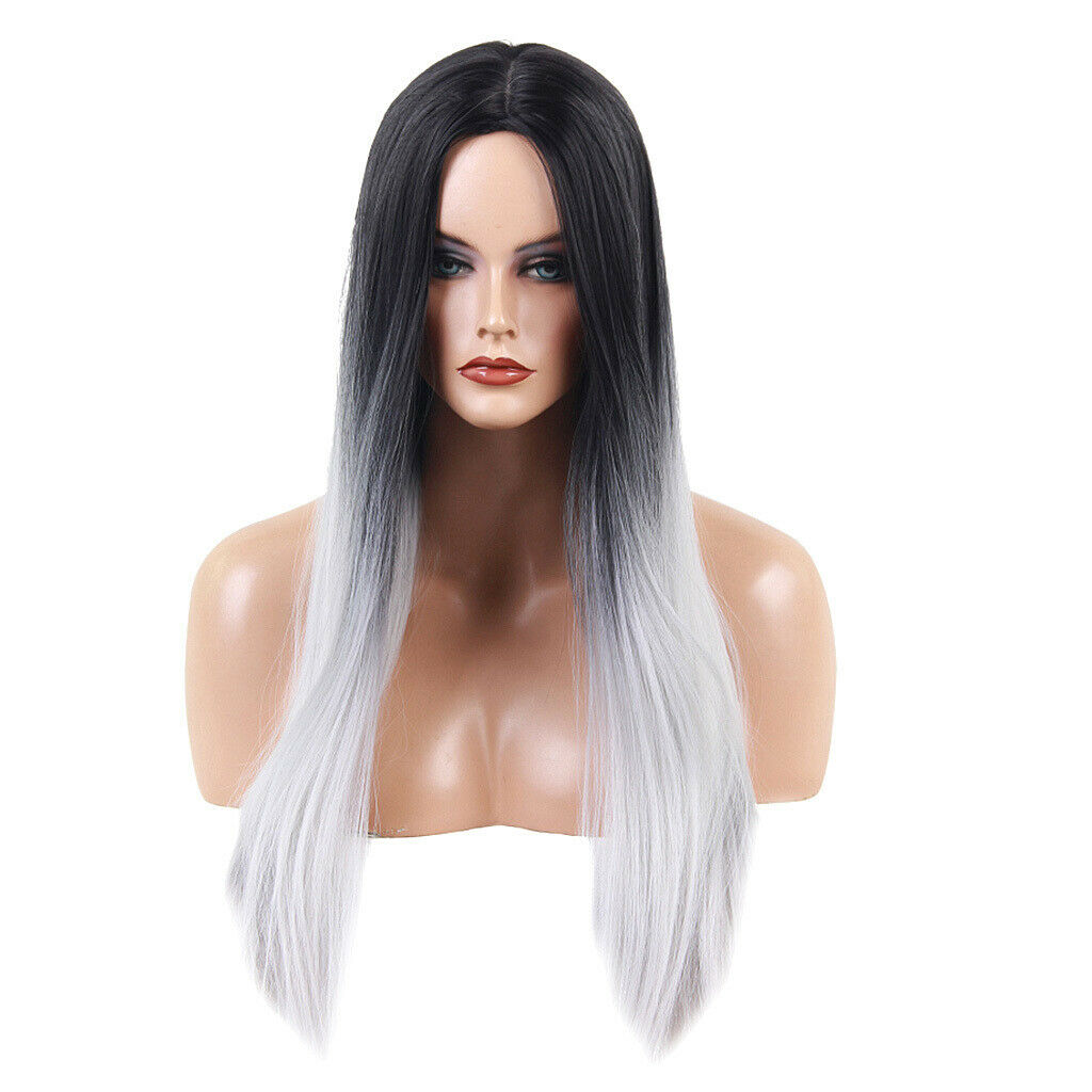 24 inch Natural Long Straight Wigs for Black Women Synthetic Middle Part Wig