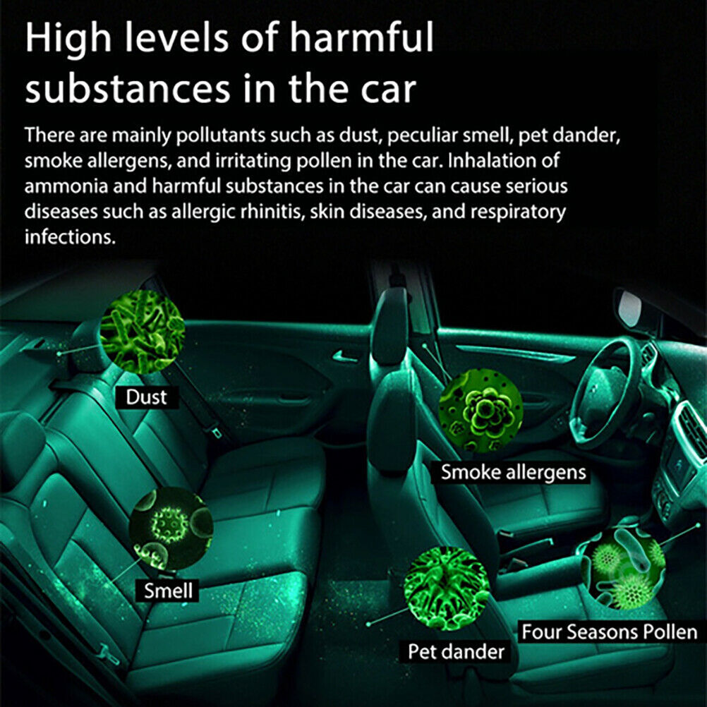 Portable Car Air Purifier Ionizer Air Cleaner low Noise Odor Eliminator