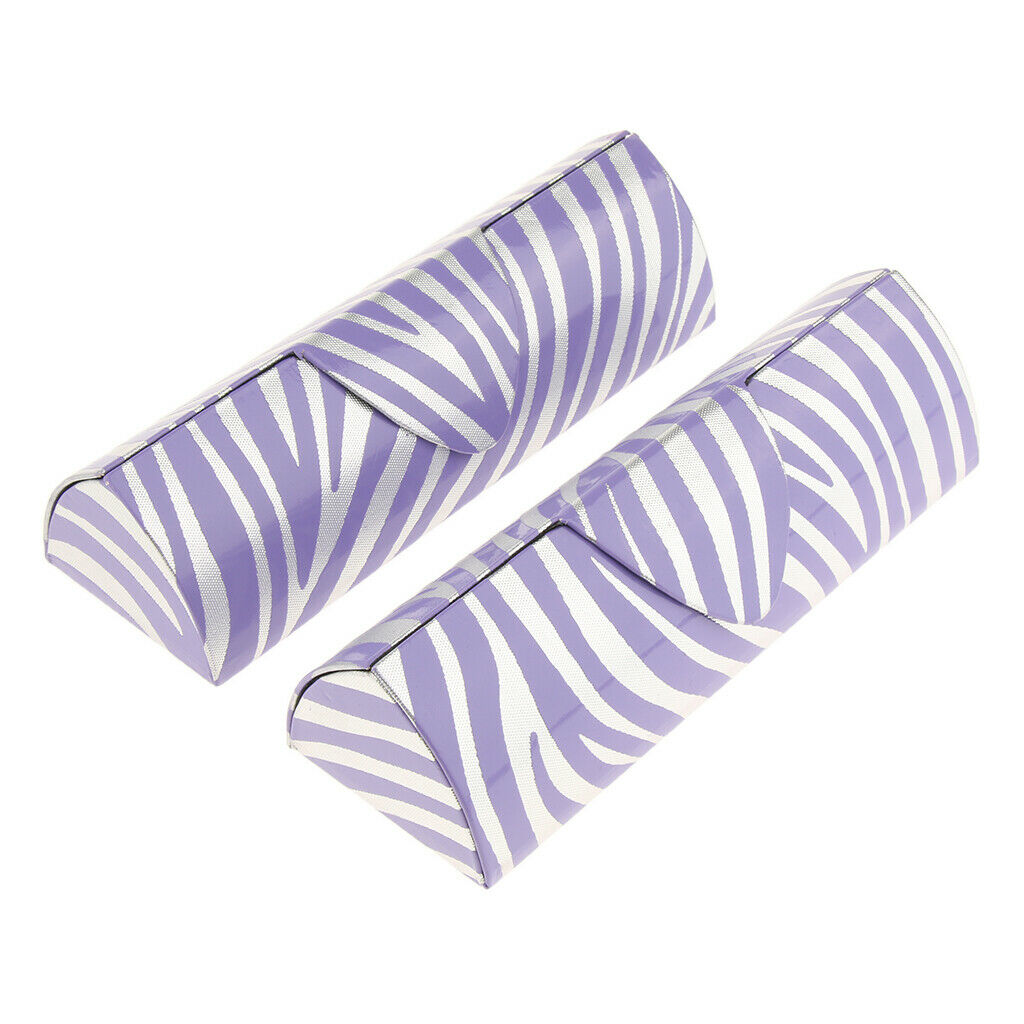 2 Portable Triangle Sunglass Glasses Holder Case  Myopia Handmade Box Purple