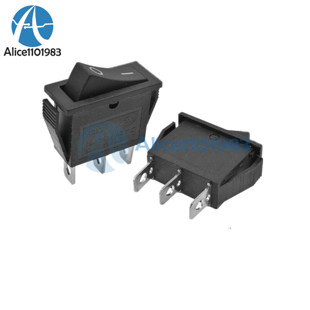 5PCS KCD3 2 Position 3PIN Boat Rocker Switch 15A 250V Terminals ON/OFF 13.5*31MM