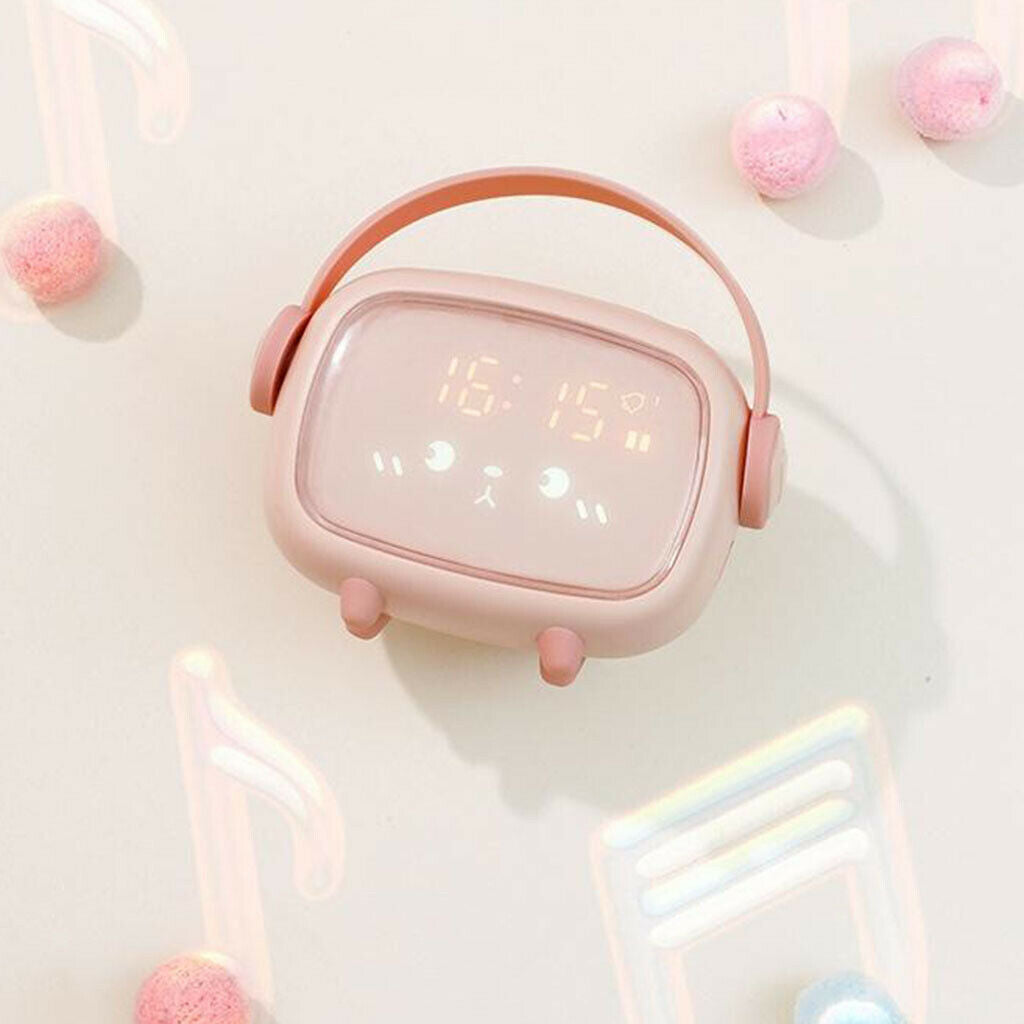 Kids  Alarm Clock Night Light  for Bedroom Children Sleep Trainer Pink